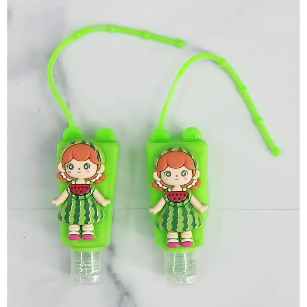 2 EMPTY Kids Refillable Containers Watermelon Doll Character Holder with Strap